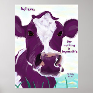 Lila Cow överväger eventuellt flygningen Poster