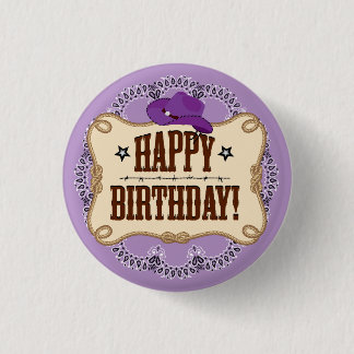 Lila Cowgirl Birthday Button Knapp
