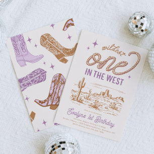 Lila Cowgirl First Birthday-inbjudan Inbjudningar