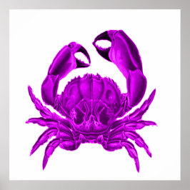 Lila Crab Beach House Decor Poster