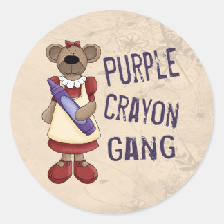 Lila Crayon Gang Runt Klistermärke