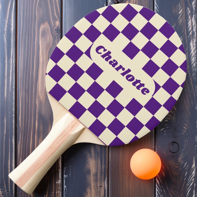 Lila & Cream Checker med Namn Pingisracket (Skapare uppladdad)