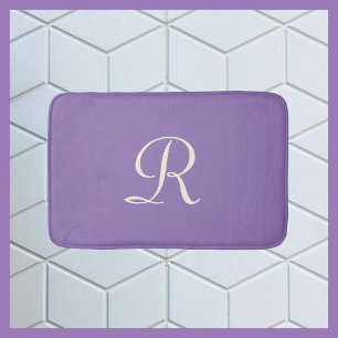 Lila & Cream Monogrammed Plush Bath Mat Badrumsmatta