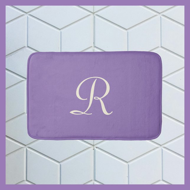 Lila & Cream Monogrammed Plush Bath Mat Badrumsmatta (Skapare uppladdad)