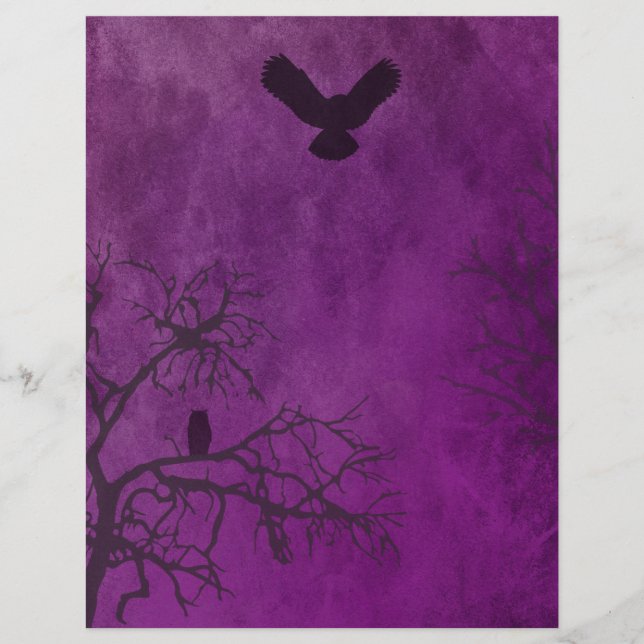 Lila Creepy Wood Halloween Scrapbook Papper (Framsida)