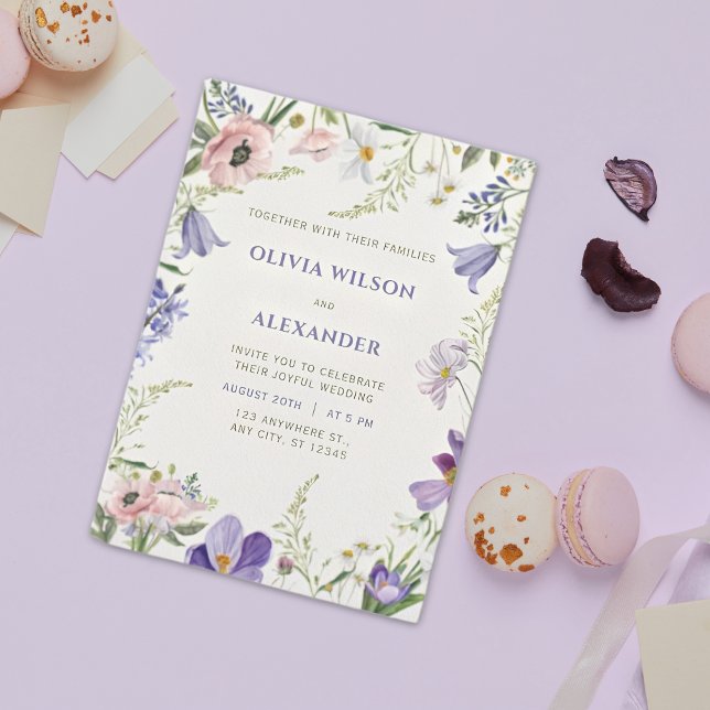 Lila & Crème Blommig Kantad Bröllopsinbjudan Inbjudningar (Skapare uppladdad)