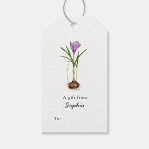 Lila Crocus Flower Gift-märkre Presentetikett