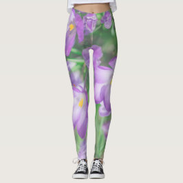 Lila Crocus Flowers Nature Leggings