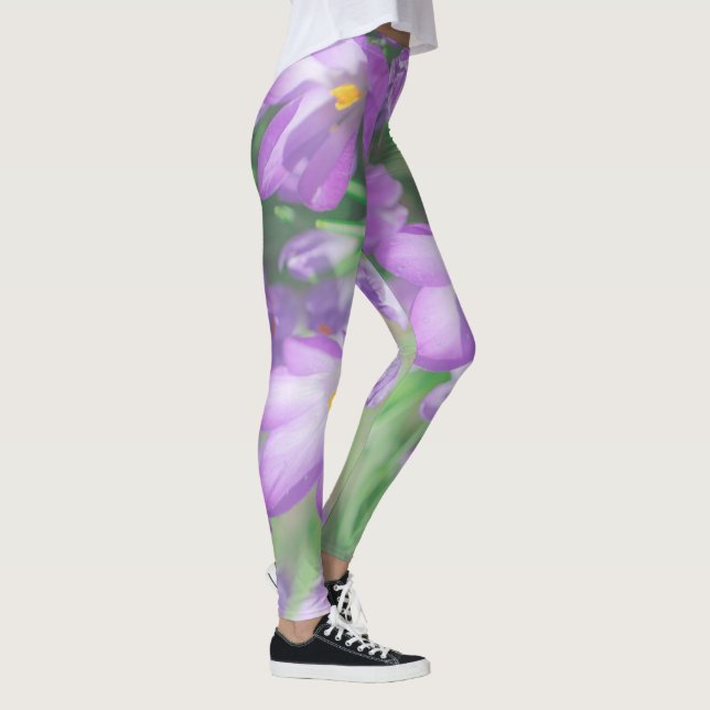 Lila Crocus Flowers Nature Leggings (Höger)