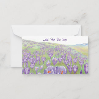 Lila Crocus Flowers på Anpassadet Vår Backe Anteckningskort