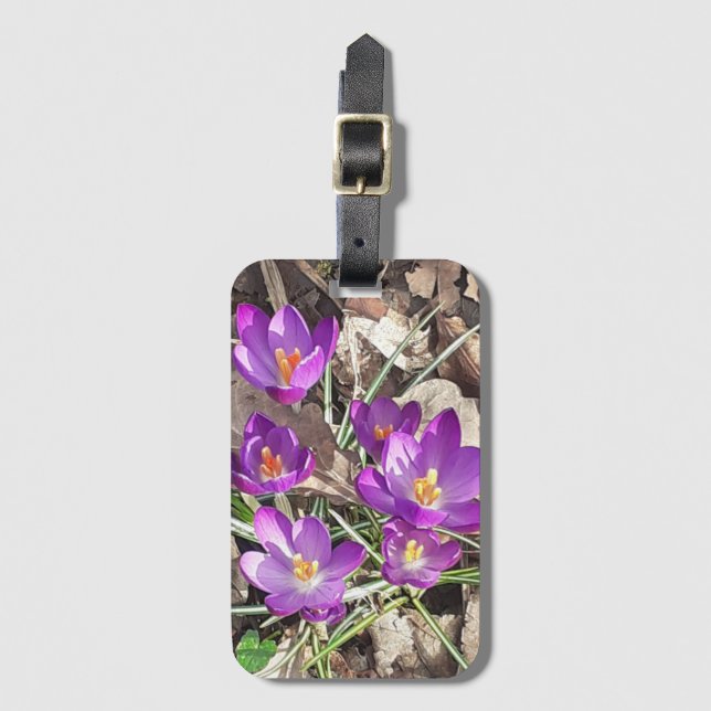 Lila Crocus Luggage Tag Bagagebricka (Framsida vertikal)
