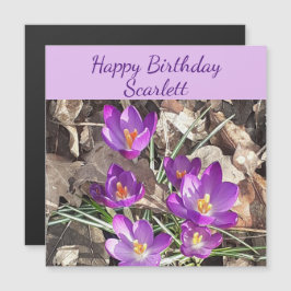 Lila Crocus Magnetic Birthday Card