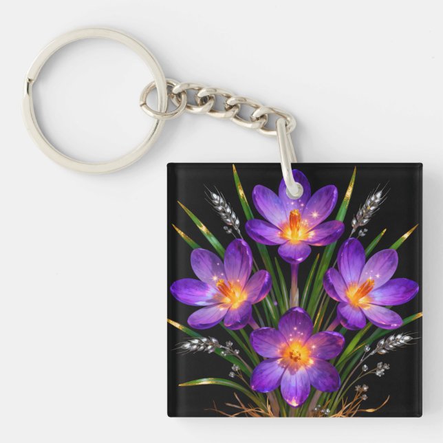 Lila Crocus Nyckelring (Framsidan)
