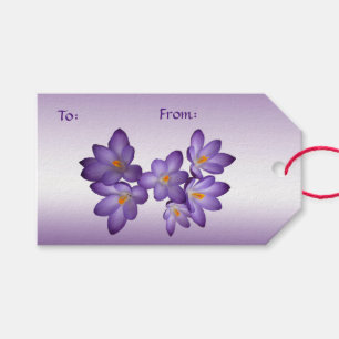 Lila Crocus Pack of Gift Märkres Presentetikett