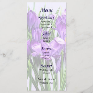 Lila Crocuses Bröllop Menu Meny