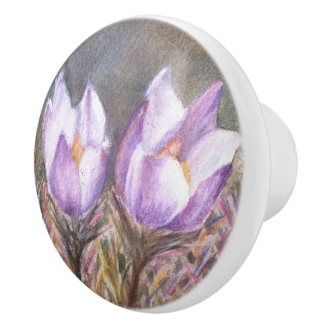 LILA CROCUSES CERAMIC KNOB KNOPP (Höger)