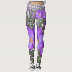 Lila Crocuses Vår blommor Leggings