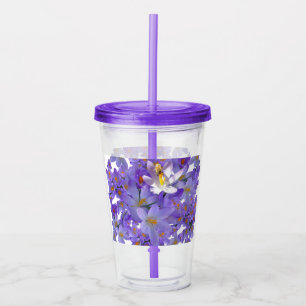 Lila Crocuswith Bee Acrylic Tumbler Take Away Mugg