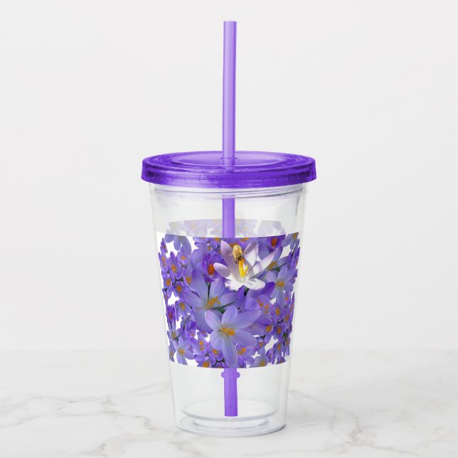 Lila Crocuswith Bee Acrylic Tumbler Take Away Mugg (Framsida)