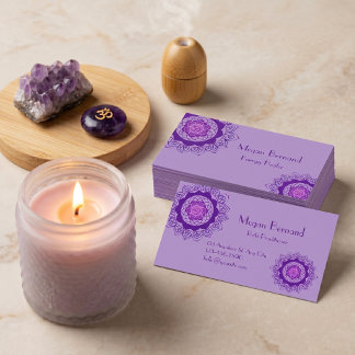 Lila Crown Chakra Energibehandlare Reiki-företag Visitkort