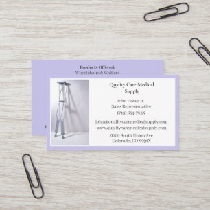 Lila Crutches Equipment Medical Senior Care Visitkort