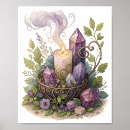 Lila Crystal och Glowing Candle Poster