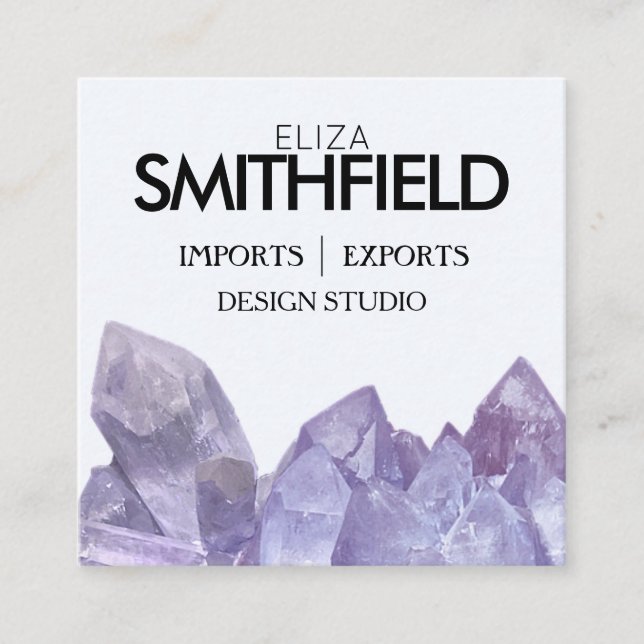 LILA CRYSTAL-PROFESSIONELL FYRKANTIGT VISITKORT (Framsida)