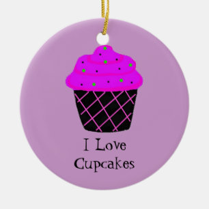 Lila Cupcake Julgransprydnad Keramik