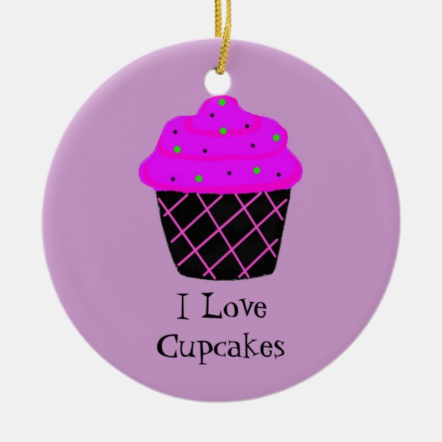 Lila Cupcake Julgransprydnad Keramik (Framsidan)
