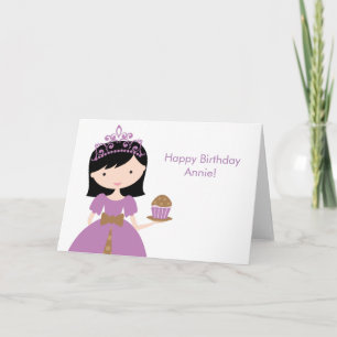 Lila Cupkaka Princess Birthday Kort