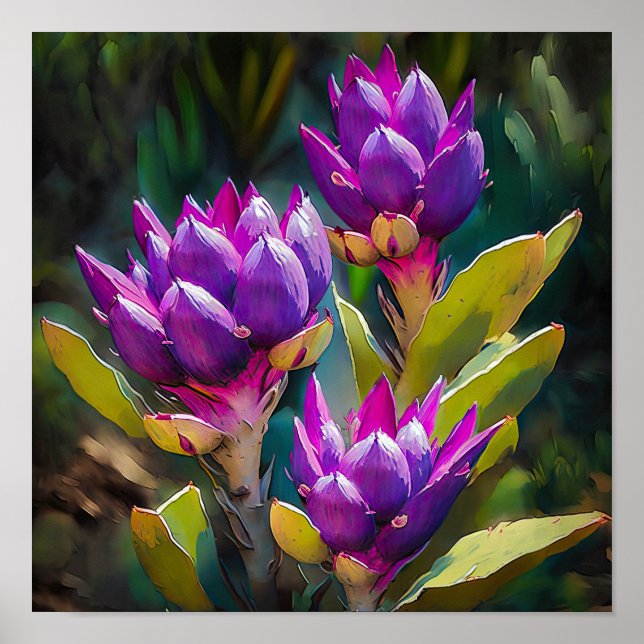 Lila Curcuma Blomma Konsttryck Poster (Framsidan)