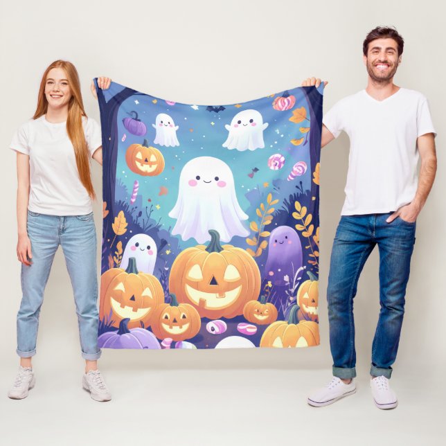 Lila Cute Halloween Fleecefilt (På plats)