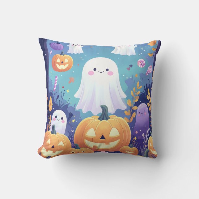 Lila Cute Halloween Kudde (Framsida)