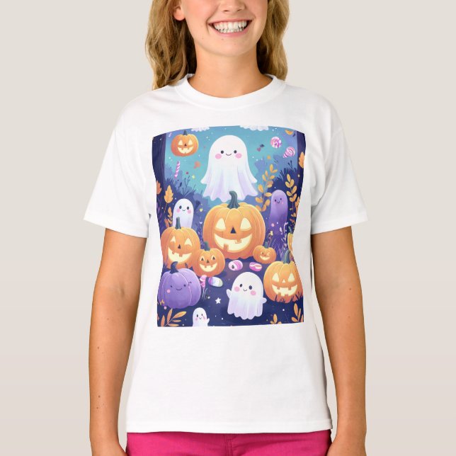 Lila Cute Halloween T Shirt (Framsida)