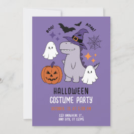 Lila Cute Illustrative Halloween fest Inbjudningar