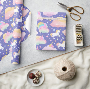 Lila Cute Rainbow Unicorn-flickor, barn Presentpapper
