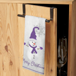 Lila Cute Snögubbe Helgdag Kitchen Towel Kökshandduk