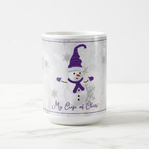 Lila Cute Snögubbe Helgdag Mugg