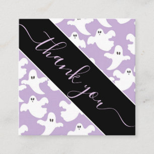 Lila Cute Spooky Ghost Mönster Tack U Halloween Fyrkantigt Visitkort