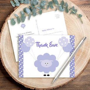 Lila Cute Sweet Lamb, Baby Shower Tack Vykort