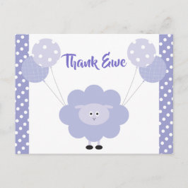 Lila Cute Sweet Lamb, Baby Shower Tack Vykort
