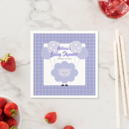 Lila Cute Sweet Lamb Modern Simple Baby Shower Pappersservett