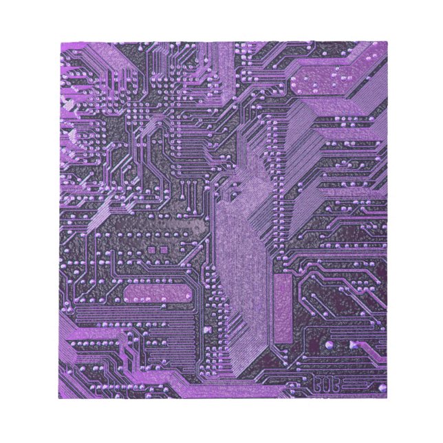Lila Cyber Circuit Board Tech Art Electronics Anteckningsblock (Framsida)