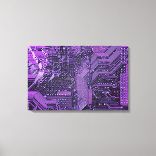 Lila Cyber Circuit Board Tech Art Electronics Canvastryck