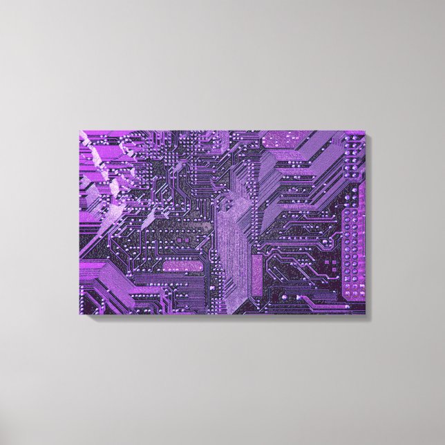 Lila Cyber Circuit Board Tech Art Electronics Canvastryck (Framsida)