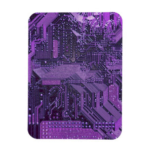 Lila Cyber Circuit Board Tech Art Electronics Magnet