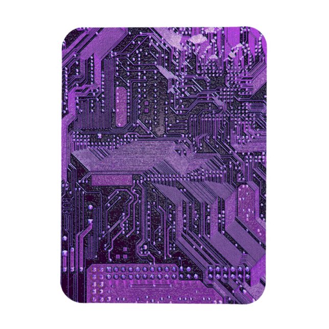 Lila Cyber Circuit Board Tech Art Electronics Magnet (Vertikal)