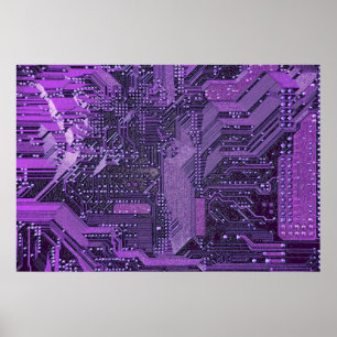 Lila cyberkretskort teknik elektronik poster