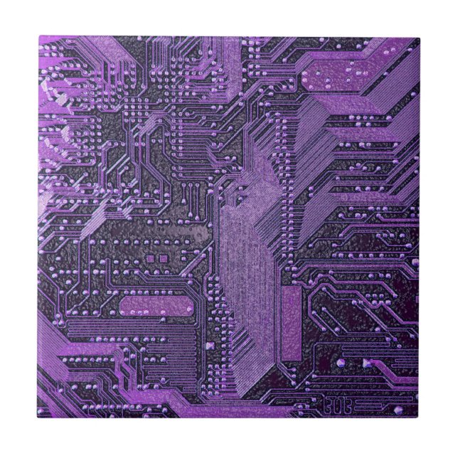Lila cyberkretskortsteknik Art Elektronik Kakelplatta (Framsidan)