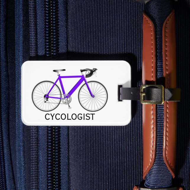 Lila cykel på vit bakgrund bagagebricka (Framsida Insitu 4)